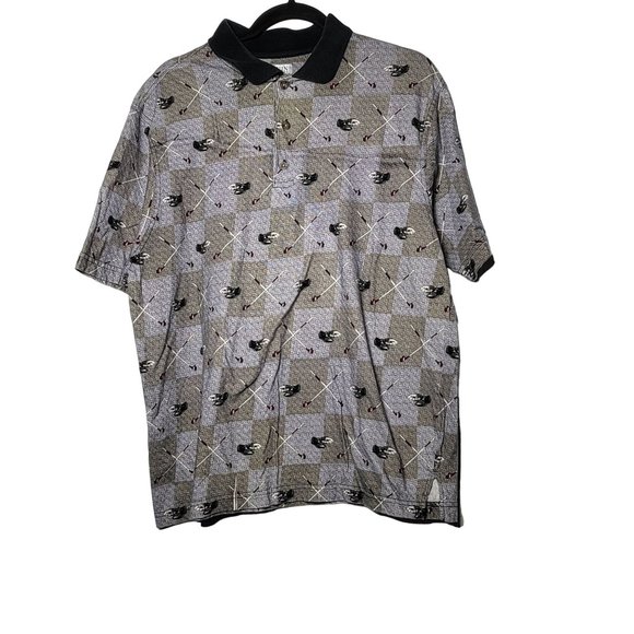 Vintage Penguin Sport Men's Printed Short Sleeve Collared Golf Shirt Size Large - Picture 1 of 8